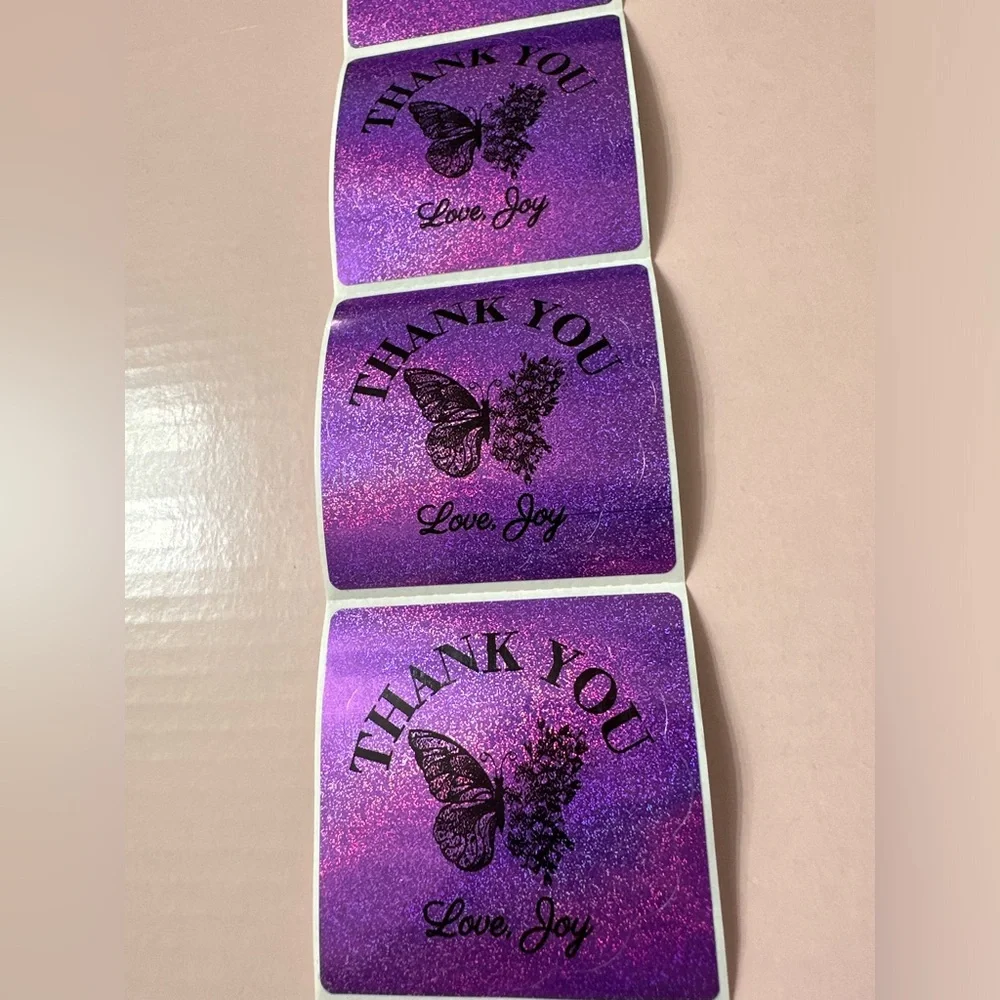 50 ct. Custom 2” Purple Shimmer Round Scalloped Sticker Labels